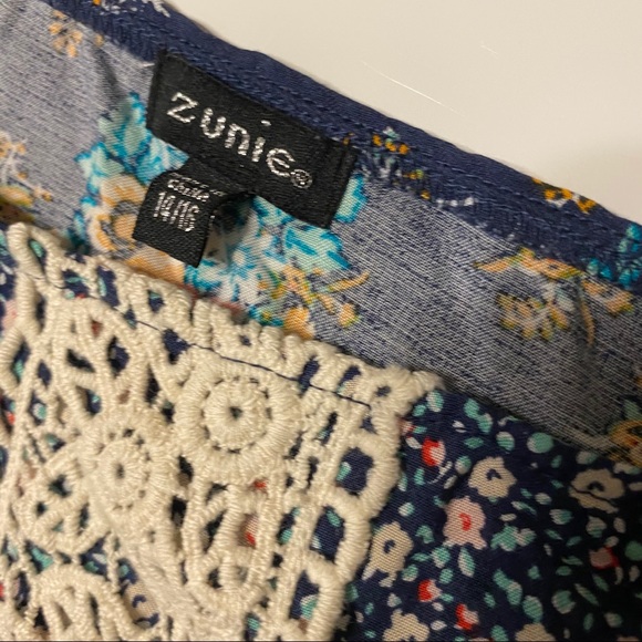 Zunie Blue Floral Asymmetrical Dress Girls 14 / 16 - Picture 5 of 6